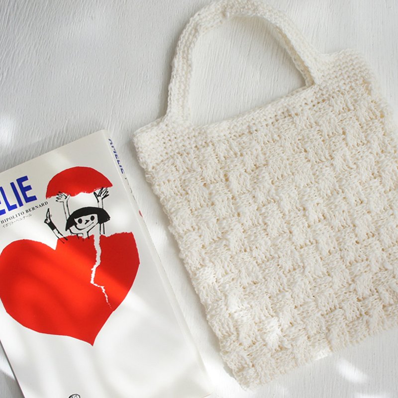 Ba-ba handmade Pattern knitted multi tote bag No.MB7 - 手提包/手提袋 - 其他材質 白色