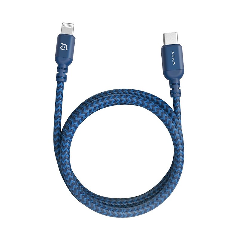 ADAM 亞果元素 USB-C to Lightning 充電傳輸線1.2M C120B限定藍 - 行動電源/充電線 - 尼龍 藍色