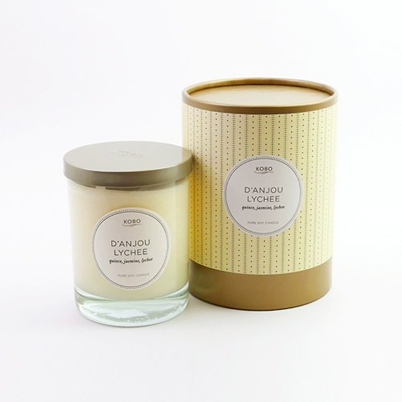 【KOBO】American Soybean Essential Oil Candle-Pear and Lychee (330g/Can burn 80hr) - Candles & Candle Holders - Wax White