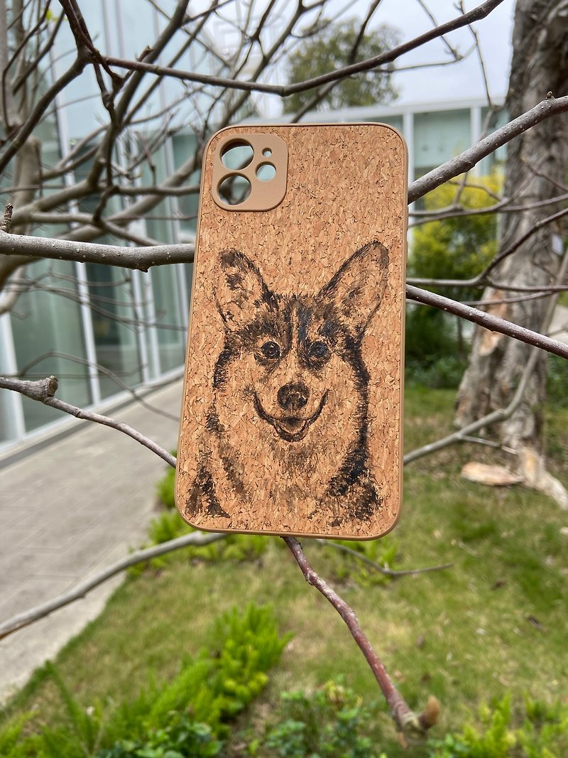 Fully hand-painted mobile phone case-dog - Phone Cases - Cork & Pine Wood 