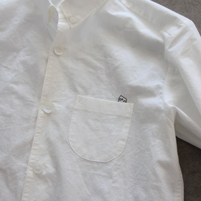 タイプライタークロスコットンシャツ・ユニセックスsize4 - シャツ メンズ - コットン・麻 ホワイト