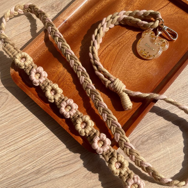 10+1 flowers | Hand-knitted adjustable mobile phone lanyard - เชือก/สายคล้อง - ผ้าฝ้าย/ผ้าลินิน 