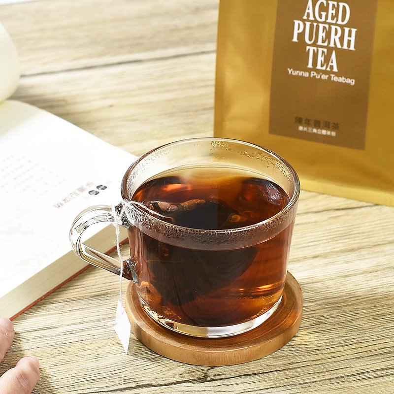 陳年普洱茶包 - 極低/無咖啡因, 高品質養生茶輕鬆泡 - 茶葉/漢方茶/水果茶 - 塑膠 金色