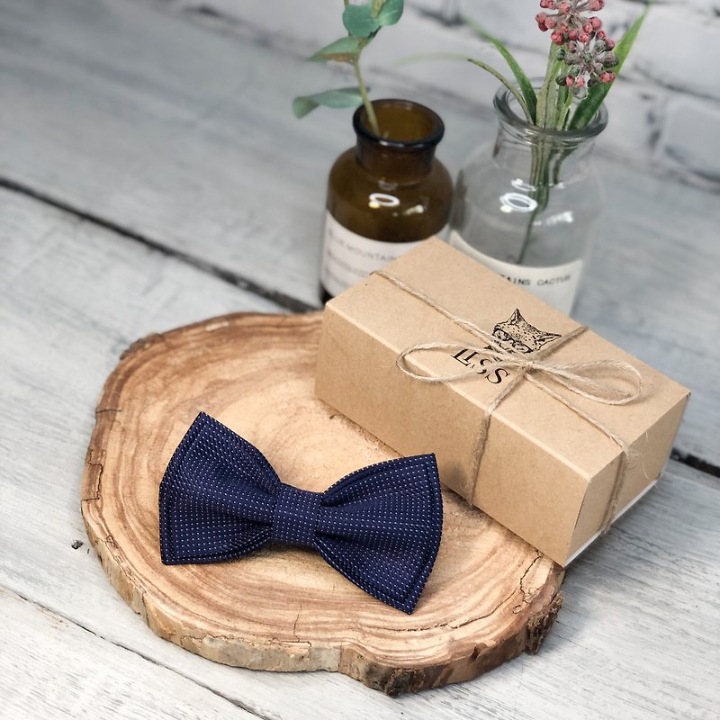 Vintage Bow Tie - Teenage Girl Gifts - Business Tie For Men - Wedding Attire - 領結/領巾 - 絲．絹 藍色
