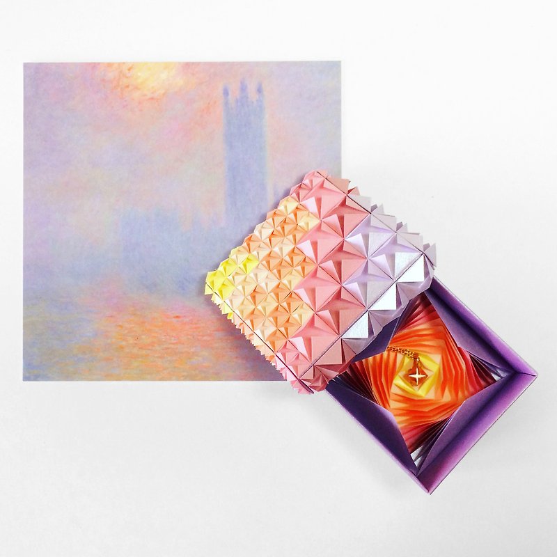 Origami Sunset Jewel Box with 14K Rose Gold Necklace - สร้อยคอทรง Collar - โรสโกลด์ หลากหลายสี