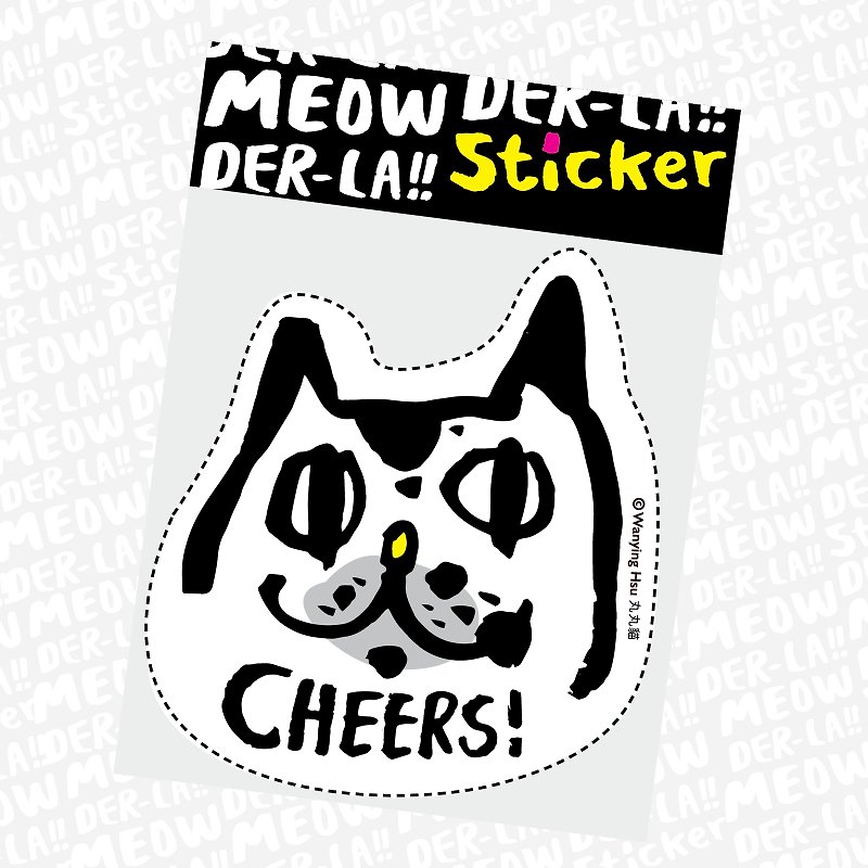 Maru Maru cat big sticker CHEERS - Stickers - Waterproof Material 
