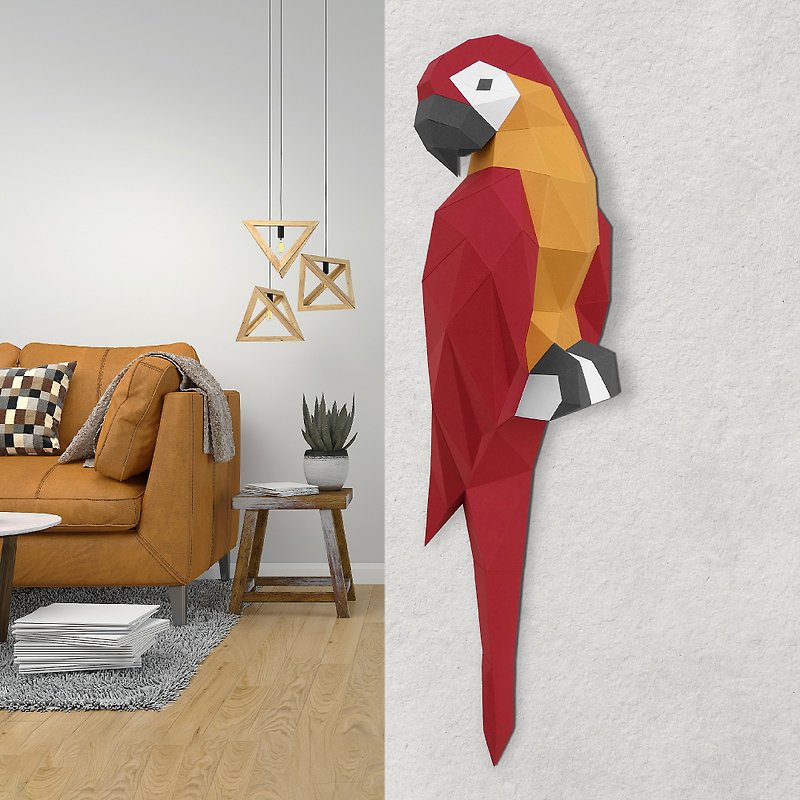 ARA PARROT RED papercraft kit | Wall Hanging | 3d puzzle | Constructor - 拼圖 - 紙 紅色