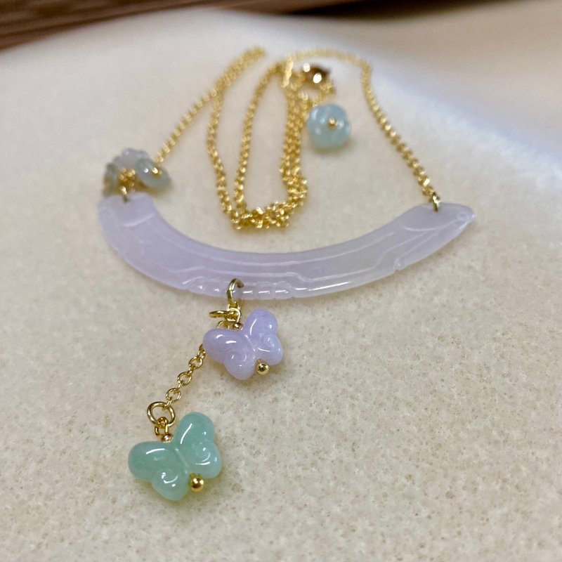 Silver Collection - Icy jadeite silver necklace (Icy purple) - สร้อยคอ - หยก 