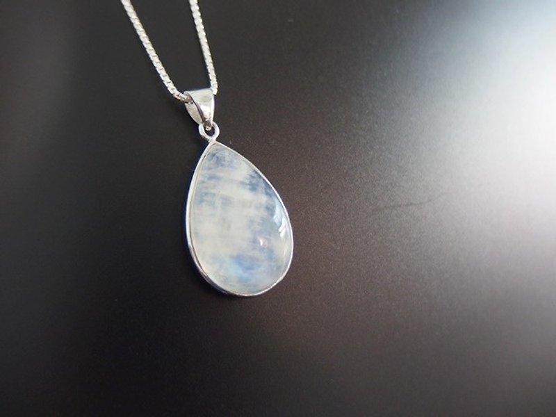 Blue Moonstone Silver Pendant Moonstone Silver Pendant - Necklaces - Gemstone White