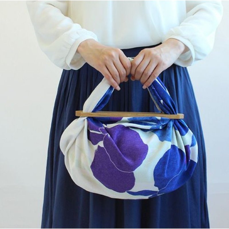 京都風呂敷包巾-光悅友禪 二巾- 鳶尾花(縮緬) - 手帕 - 聚酯纖維 