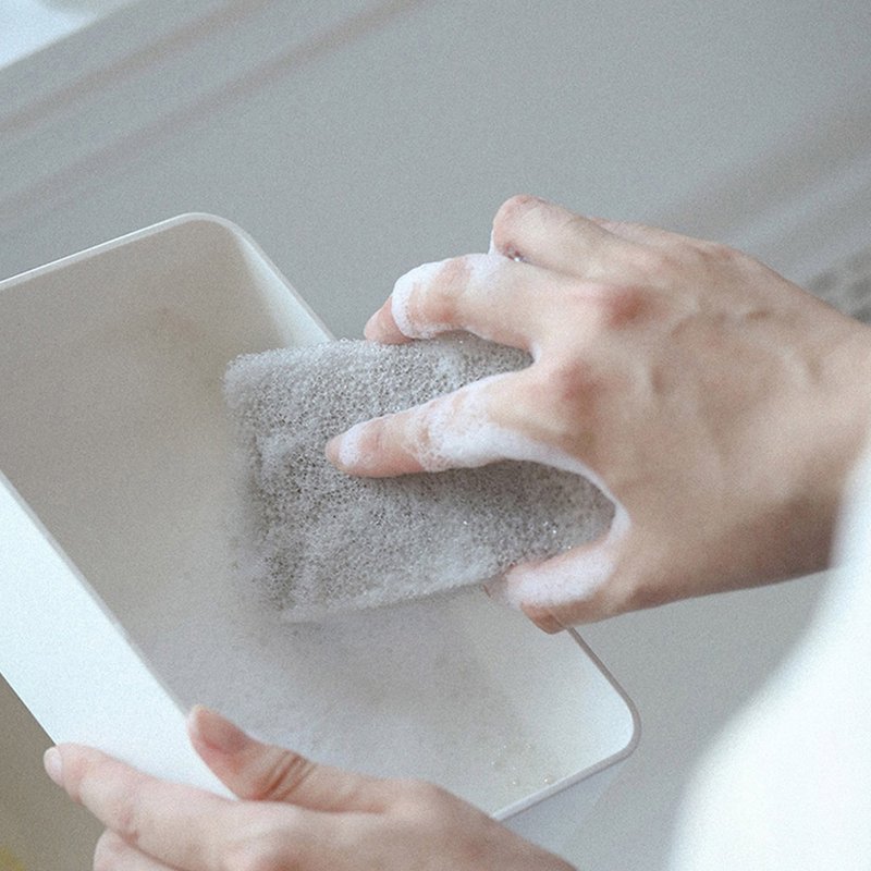 日本霜山 不沾油易起泡去污洗碗海綿(3入/包)x3包組 - 碗盤清潔/洗碗精 - 其他材質 灰色