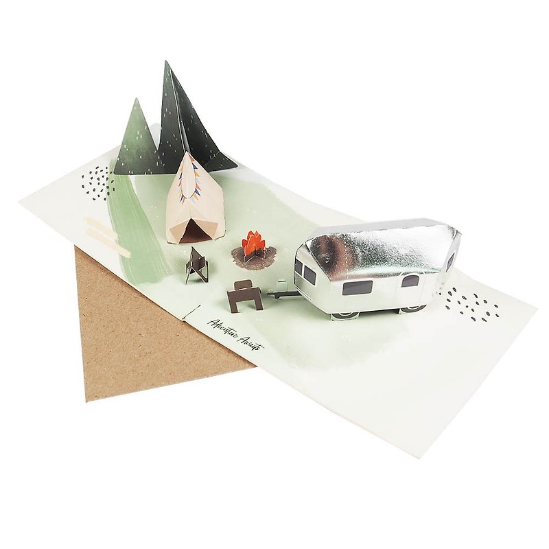 Happy Camping Fun【Up With Paper Luxe-Multi-purpose pop-up card】 - Cards & Postcards - Paper Multicolor