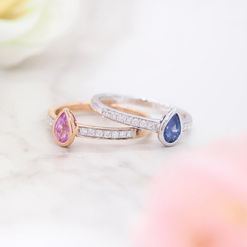 Elegant and sweet Andrew | 18K gold diamond ring (customizable) - แหวนทั่วไป - เพชร หลากหลายสี