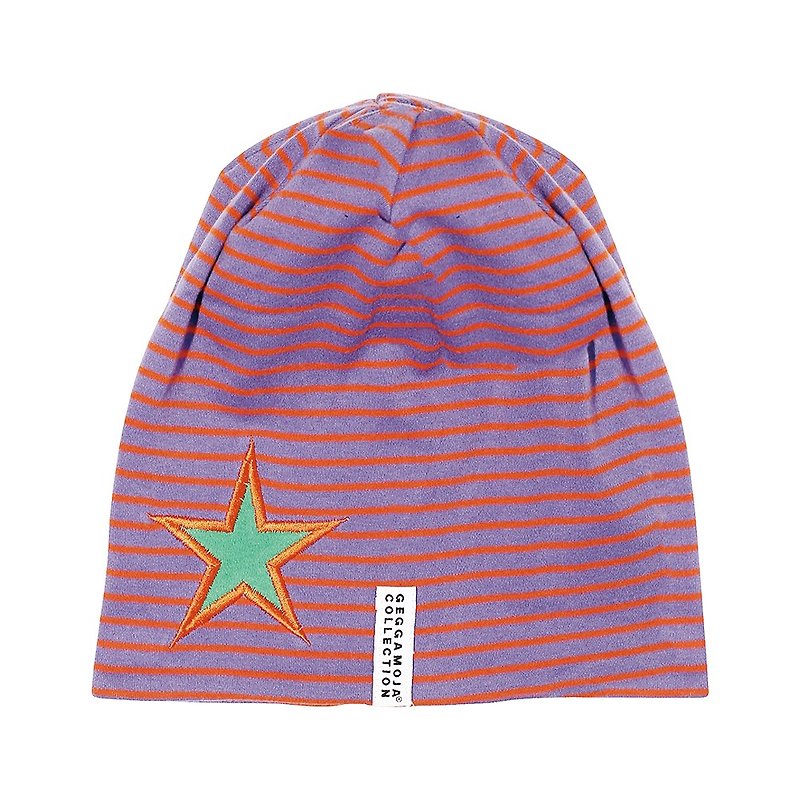 [Nordic children's clothing] Swedish organic cotton children's hat 2 years old-4 years old purple / orange stars - Baby Hats & Headbands - Cotton & Hemp Red