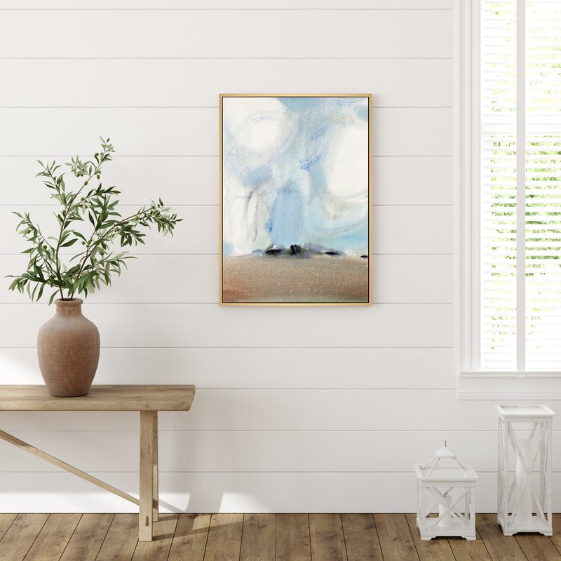 summer - Seaside abstract painting, natural summer, bedroom painting - โปสเตอร์ - วัสดุอื่นๆ สีน้ำเงิน