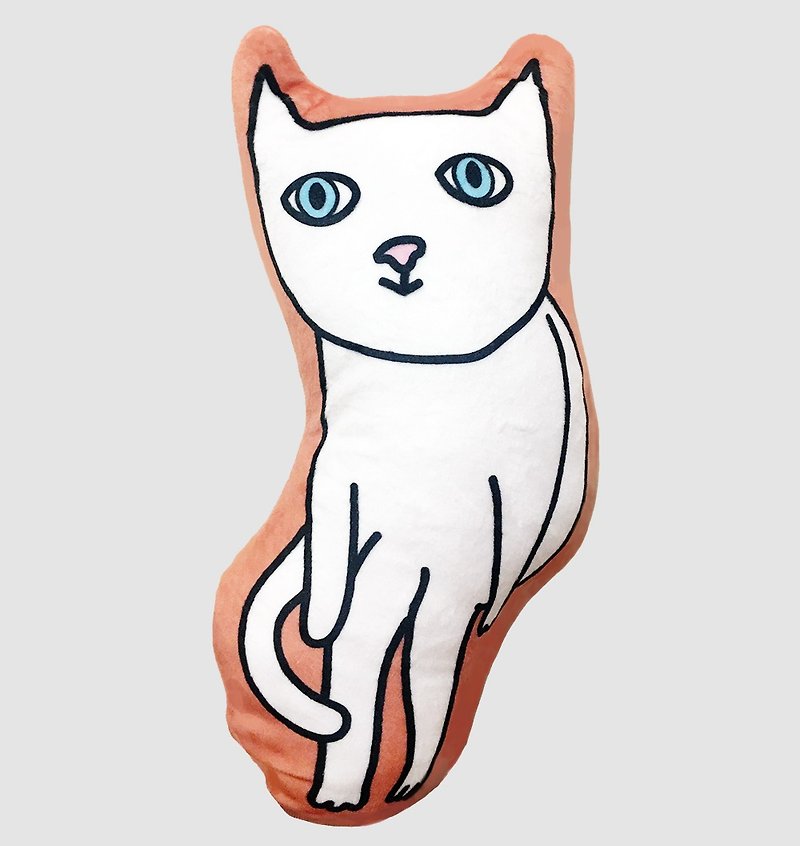 Customized cat and dog pillow-little white cat-double-sided same picture minimalist style - หมอน - วัสดุอื่นๆ ขาว