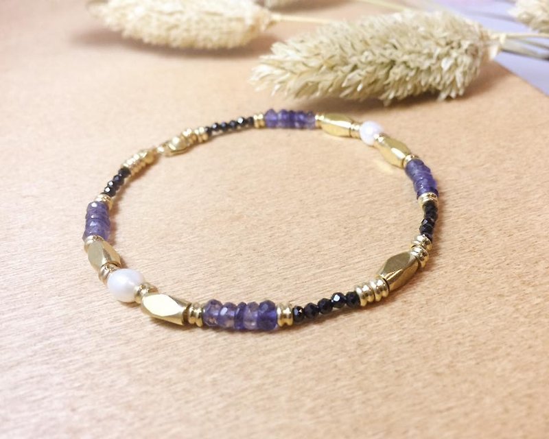 MH brass custom natural stone series _ Starry Night poet - Bracelets - Gemstone Purple