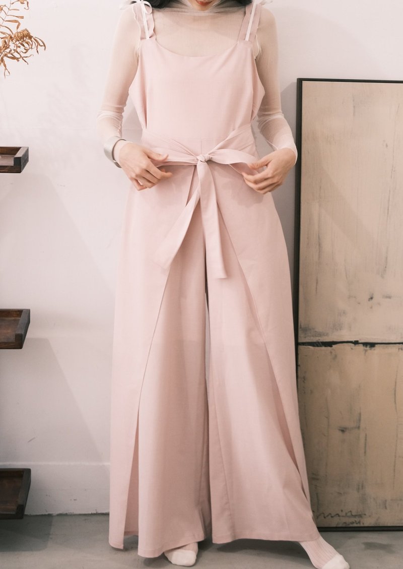 粉色綁帶連身褲 - 吊帶褲/連身褲 - 其他材質 粉紅色