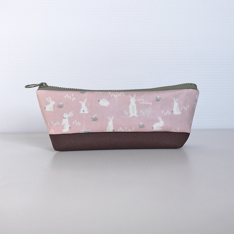 Cute white rabbit three-dimensional pencil case (pink) - Pencil Cases - Waterproof Material Pink