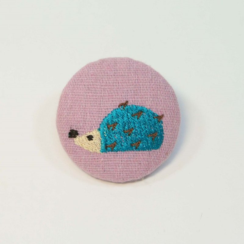刺繡 5cm中別針01-刺蝟 - 胸針 - 棉．麻 紫色