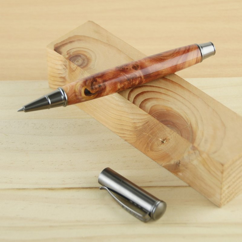 Customized-Germany SCHMIDT pull-out wood ballpoint pen/Taiwan Longcypress - ไส้ปากกาโรลเลอร์บอล - ไม้ สีส้ม