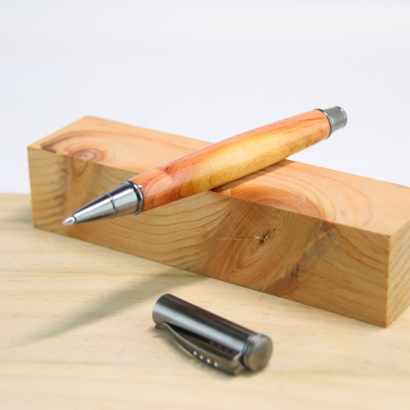 Custom - German SCHMIDT Retractable Wooden Gel Ink Pen / Taiwan Juniper - ไส้ปากกาโรลเลอร์บอล - ไม้ สีส้ม