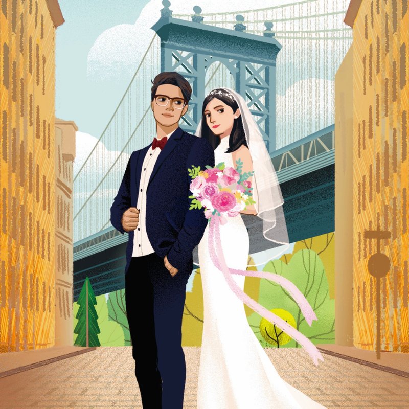客製化人像 漫畫風格 | 插畫 | 結婚 | 紀念品 | 喜帖請帖 邀請函 - 電子喜帖/賀卡/邀請函 - 其他材質 