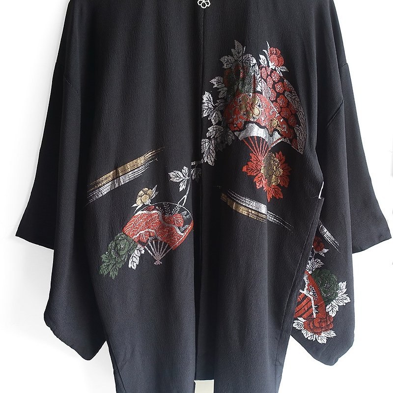│Slowly│ Japanese antiques - light kimono long coat O16│ vintage. Vintage. - Men's Coats & Jackets - Polyester Multicolor