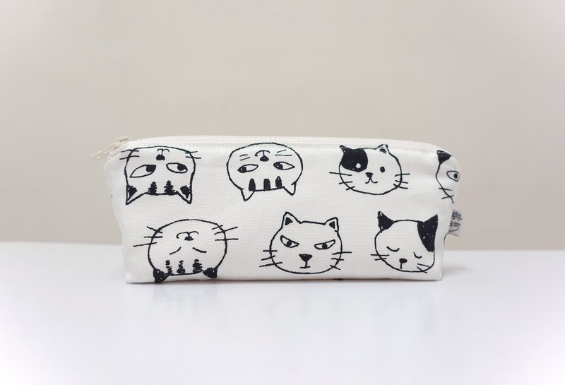 小船筆袋 - 貓狗大頭 - 鉛筆盒/筆袋 - 棉．麻 白色