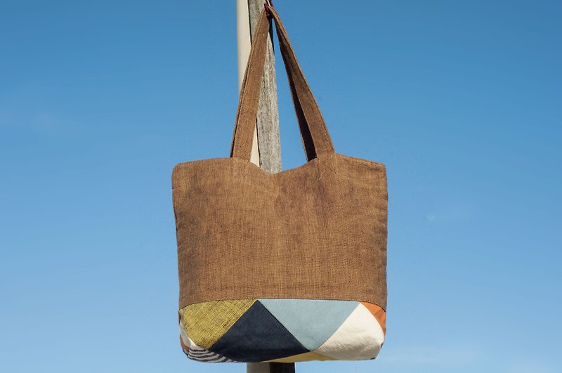 Cotton Linen Handwoven Lightweight Bag Crossbody Side Backpack Shoulder Bag Tote Bag Shopping Bag-Mondrian - Messenger Bags & Sling Bags - Cotton & Hemp Multicolor