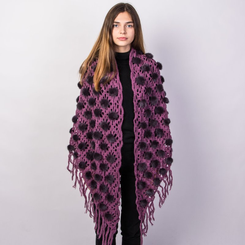 Women's Fur Cape Knit Shawl Mink Scarf Winter Fur Wrap Real Mink Fur Cape - 背心/無袖上衣 - 羊毛 多色