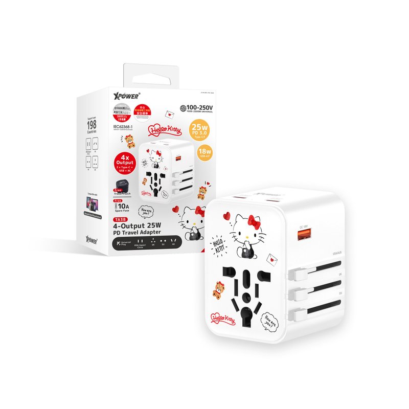 XPower x Sanrio Hello Kitty TA3B 25W 4輸出 PD3.0 旅行充電器 - 其他 - 紙 白色