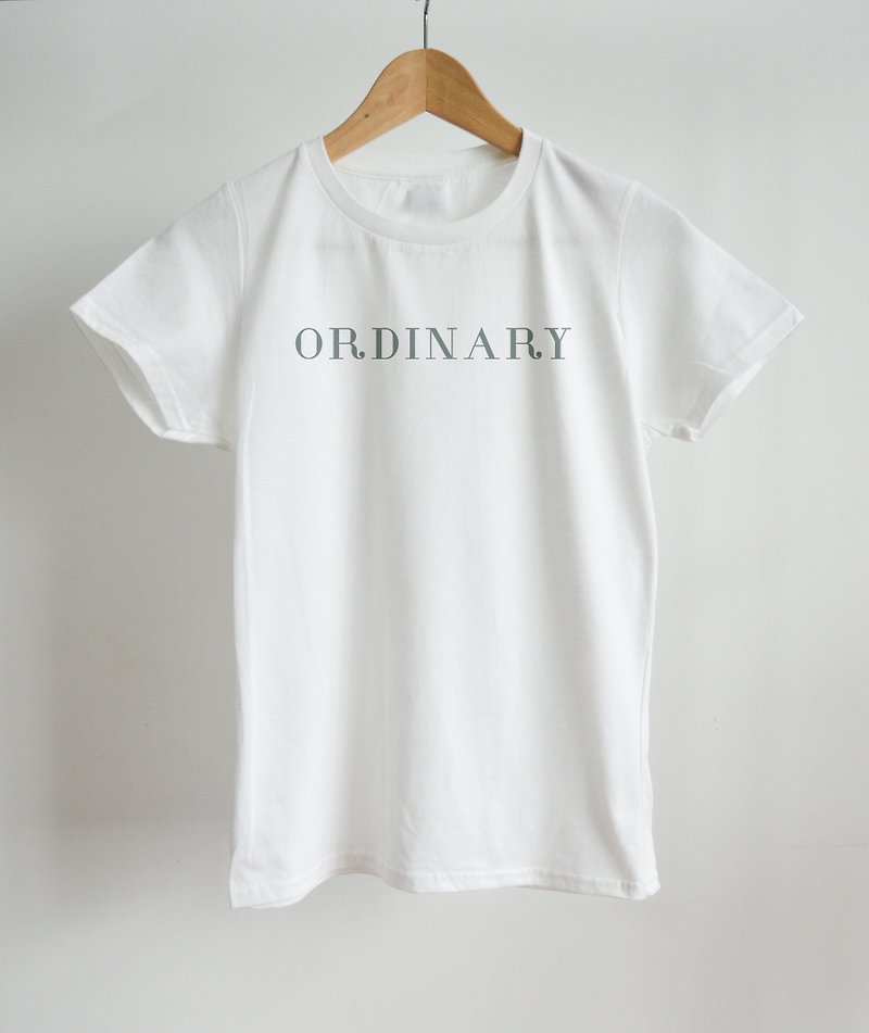 Ordinary- Ladies T-Shirt-White Color,Lettering Tee,Simple Fashion,Typography Tee - เสื้อยืดผู้หญิง - ผ้าฝ้าย/ผ้าลินิน ขาว