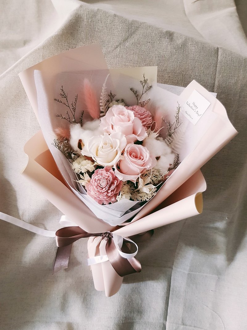 Preserved Flowers + Dry Flowers│Pink and White Rose Preserved Flowers Small Bouquet│Dried Flowers│