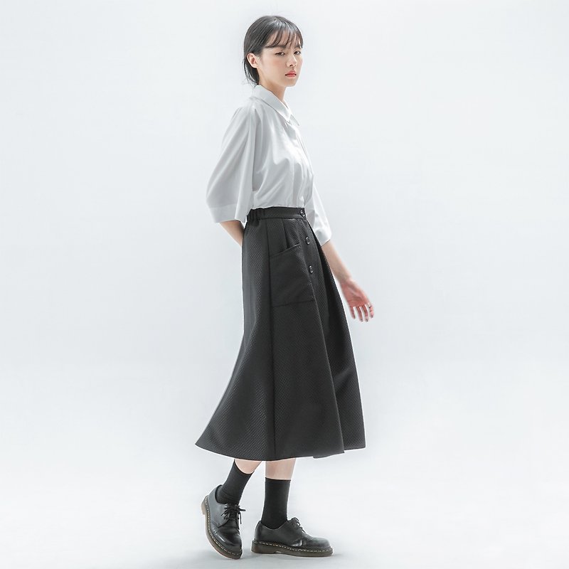 [Classic Original] Swaying_ Swaying Cardigan Skirt_CLB003_Black - Skirts - Polyester Black