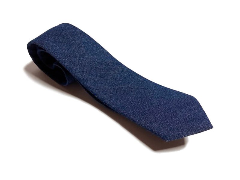 Raw Denim Casual Tie Neckties - เนคไท/ที่หนีบเนคไท - ผ้าฝ้าย/ผ้าลินิน สีน้ำเงิน