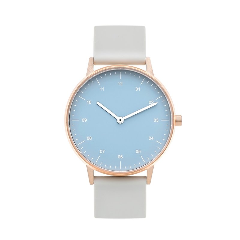 BIJOUONE B40系列手錶 湖藍色表盤淺灰色硅膠表帶簡約時尚設計 - 女錶 - 不鏽鋼 藍色