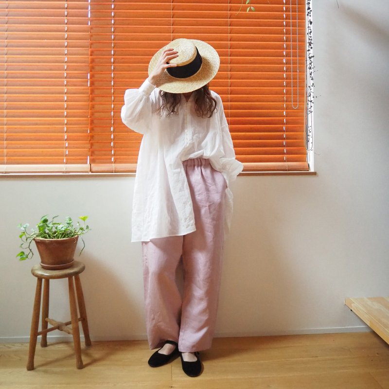 Cotton poplin button long blouse / OFF/W - 女襯衫 - 棉．麻 白色