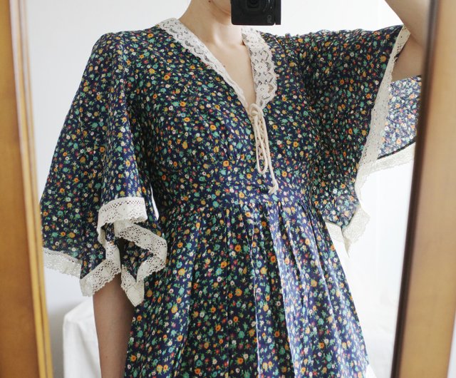 ヴィンテージ 70 年代のアメリカのプレーリー スタイルのドレス