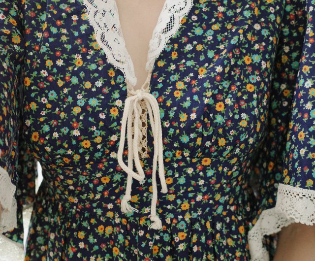 ヴィンテージ 70 年代のアメリカのプレーリー スタイルのドレス