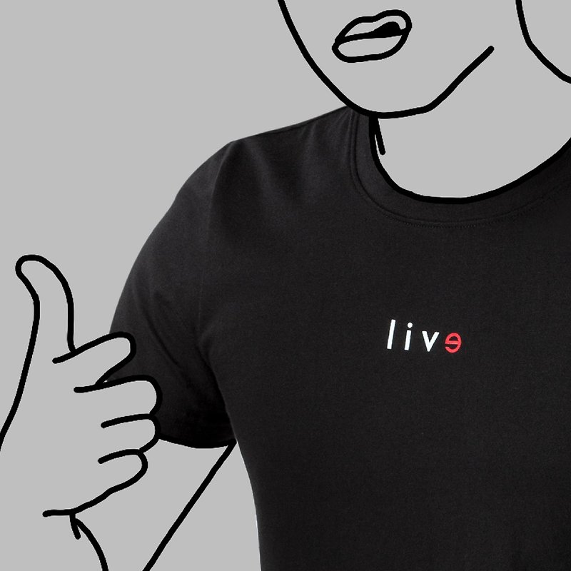 【Black】live with evil T-Shirt / 100%cotton / Words for MIRROR only / MIT - Unisex Hoodies & T-Shirts - Cotton & Hemp Black