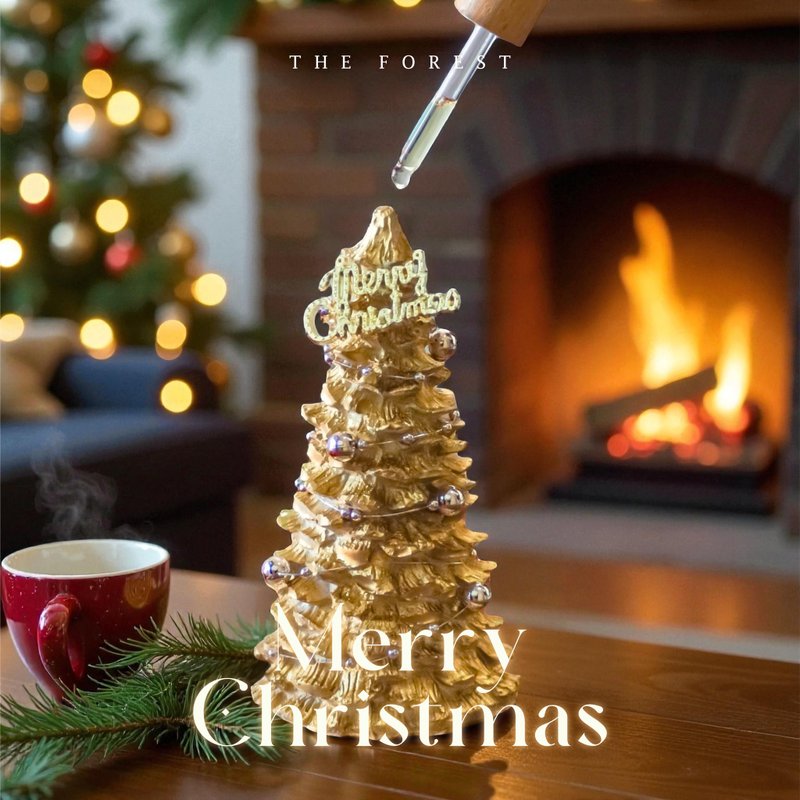 Happy Christmas 香檳閃金聖誕樹擴香(贈送5ml香氛油) - 香氛/精油/擴香 - 植物．花 卡其色