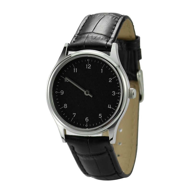 慢活(Slow time) 手錶 優雅數字 黑面 - 中性設計 - 全球免運費 - 男錶/中性錶 - 不鏽鋼 黑色