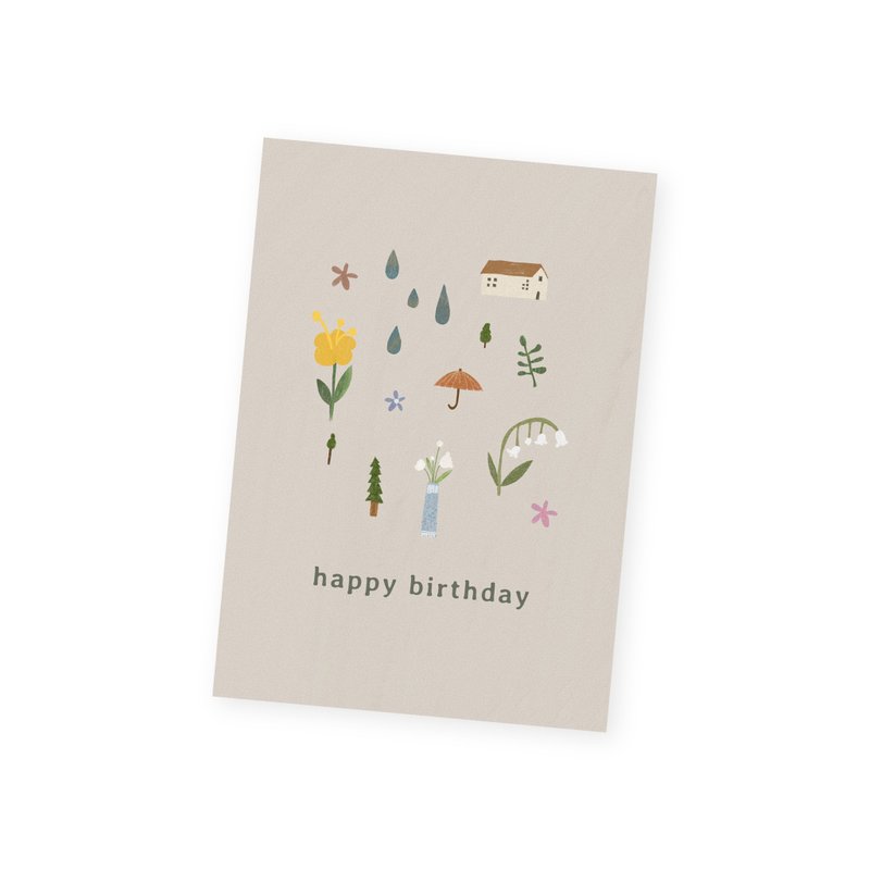 Happy Birthday Spring A6 Single-Fold Greeting Card - 卡片/明信片 - 紙 