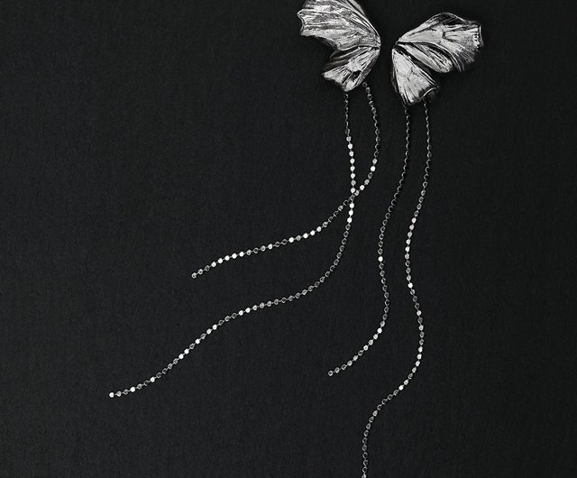 Meditation Garden Series handmade textured Silver platinum-plated butterfly  earrings tassel ear cuff original design - Shop different-young Earrings &  Clip-ons - Pinkoi