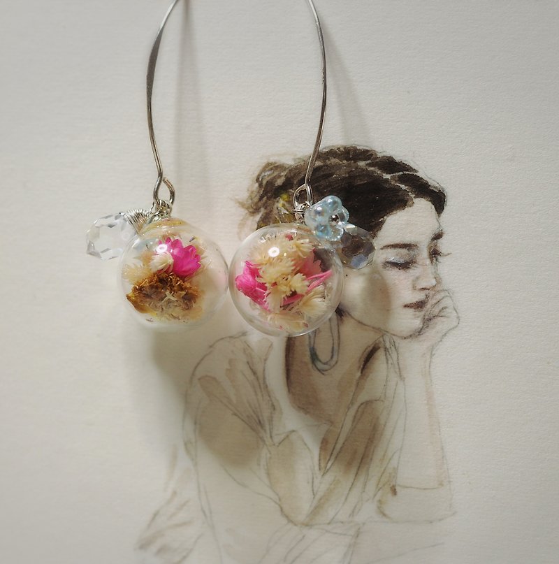 Earrings-Linlin Shuiyue - ต่างหู - แก้ว สึชมพู