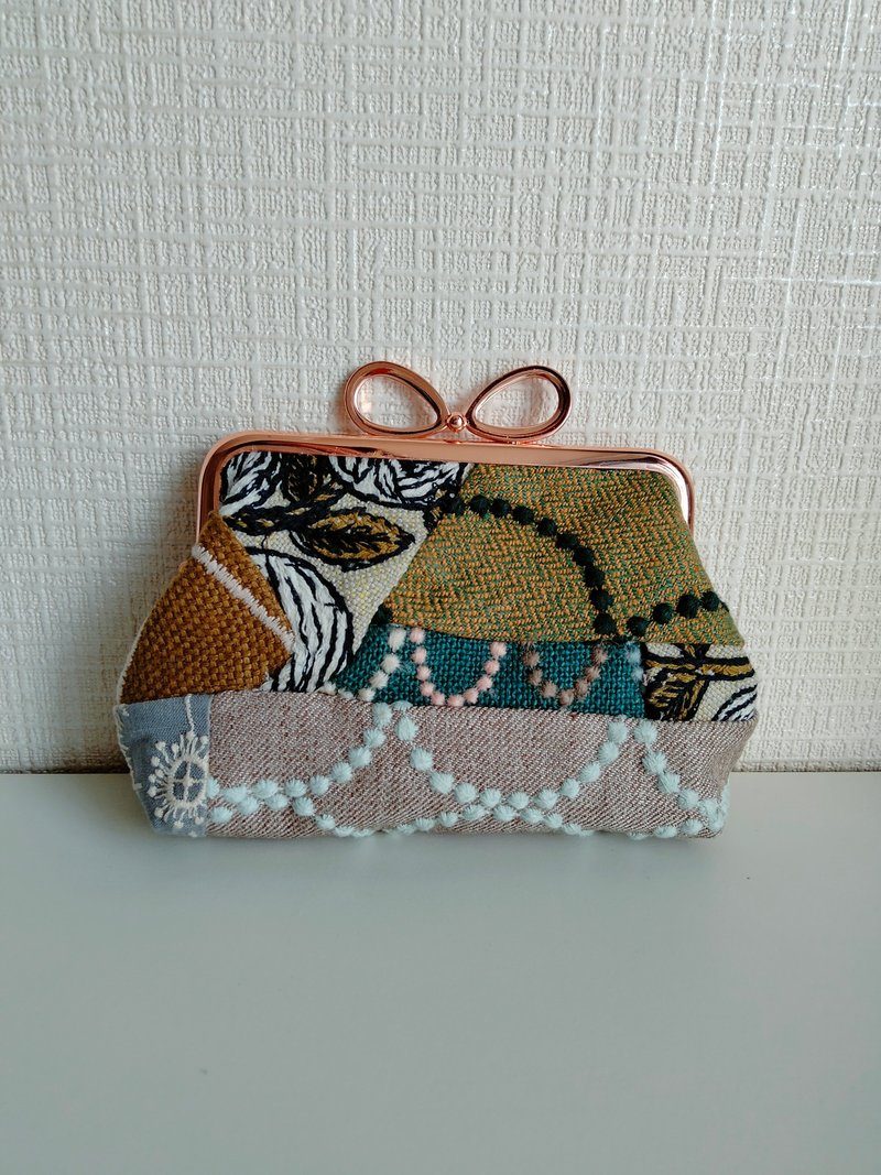 Mina Perhonen Watchwork-style kiss lock bag pouch - Toiletry Bags & Pouches - Cotton & Hemp Multicolor