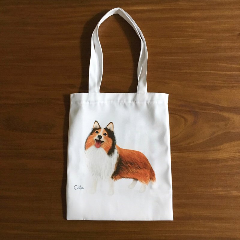 Wang Meow Canvas Tote Bag-Shetland - กระเป๋าถือ - เส้นใยสังเคราะห์ ขาว