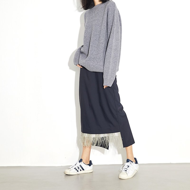 [End of the year surprise] Hagoo GAOGUO original designer round neck sweater long-sleeved sweater sweater - สเวตเตอร์ผู้หญิง - ขนแกะ สีเทา