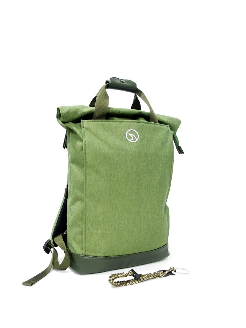 【Obsessed】文青電腦背包 (限量版) - 後背包/書包 - 聚酯纖維 綠色